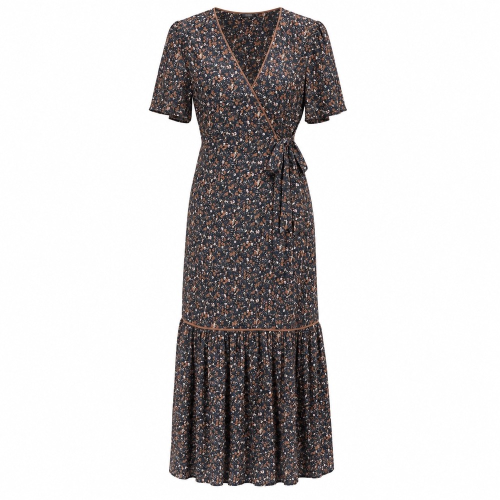 LaRoque Wrap Maxi Dress XS Floral Whimsigoth Practical Magic Boho Quiet Luxury